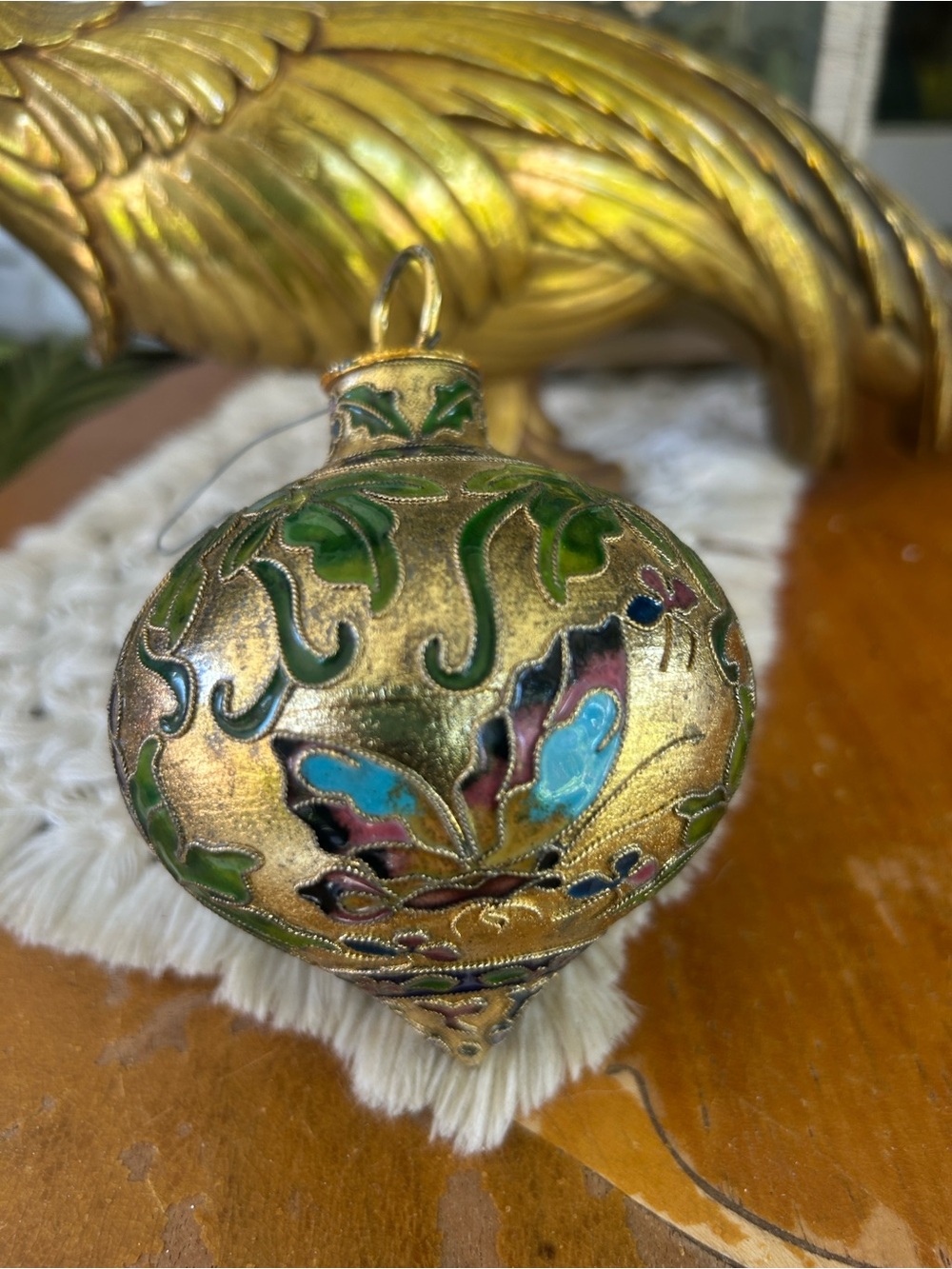 Vintage Cloisonné Teardrop Ornament